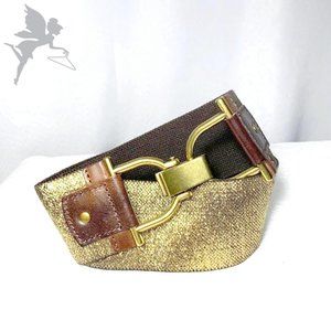 LINEA PELLE Bronze stretch horsebit belt